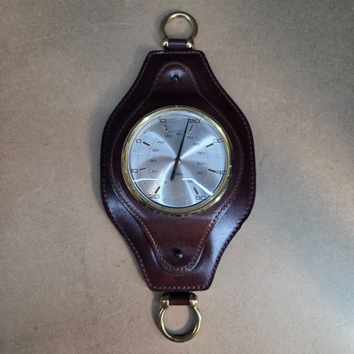 Vintage leder wandthermometer - vintage,